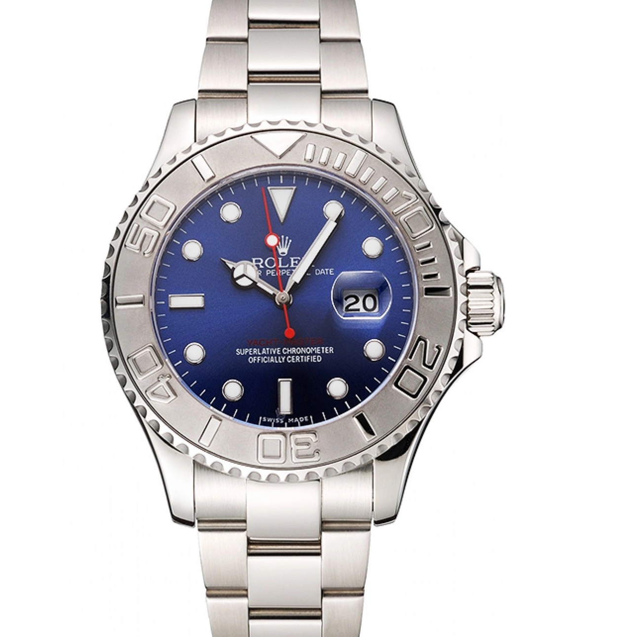 AAA Replica Watches Yacht-Master Dial Stainless Blue Case And Steel Bracelet Rolex 0714